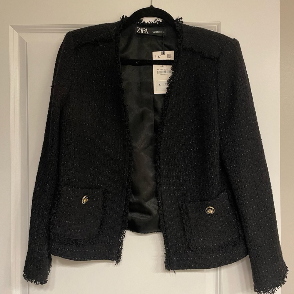 Zara Black Tweed Blazer